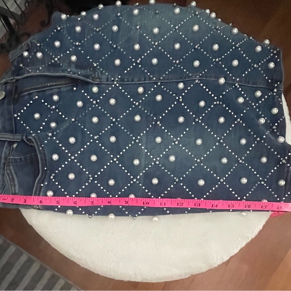 VENUS Blue Embellished Denim Skirt - Picture 5 of 7
